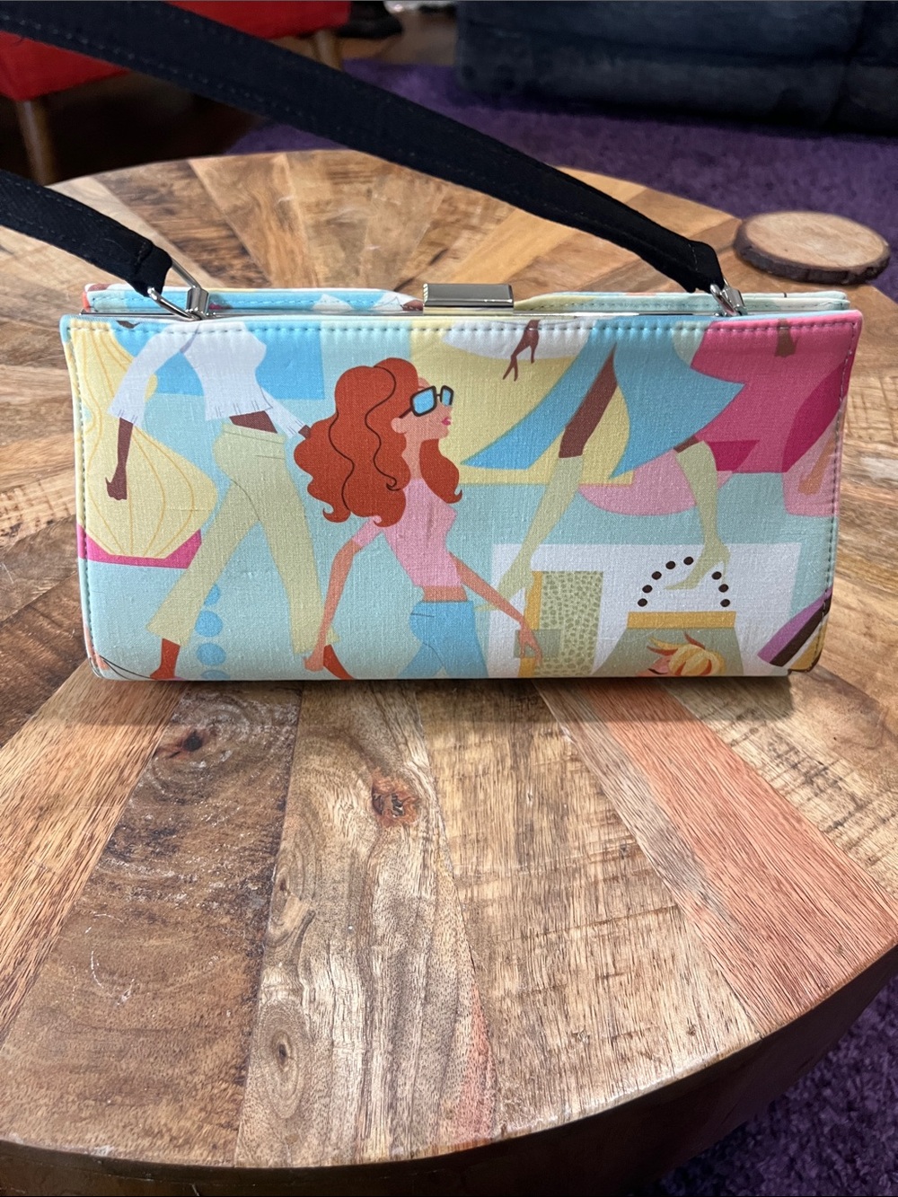 Rex Stylish Illustration Print Women’s Clutch Handbag — Multicolor
